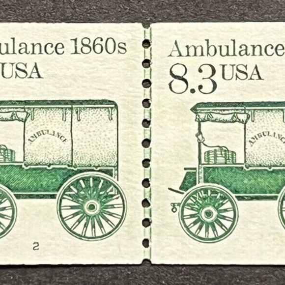 Travels US Scott #2128 1860 Ambulance 8.3¢ Line Pair MNH OG Plate #2204246073358 - Picture 3 of 3
